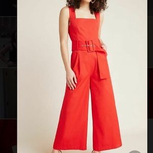 Anthropologie Red Jumpsuit with Pockets